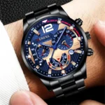 Fashion Men's Watches Stainless Steel Band Analog Quartz Wristwatch with Calendar - Image 3