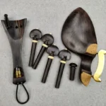 1 Set 4/4 Natural Color Ebony Violin Accessories Fiddle Pegs+Chin Rest+Tailpiece+Endpin+Finetuner+bracket - Image 4