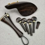 1 Set 4/4 Natural Color Ebony Violin Accessories Fiddle Pegs+Chin Rest+Tailpiece+Endpin+Finetuner+bracket - Image 6