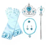Girl Princess Accessories Kids Elsa Anna Wig Elza Gloves Necklace Earring Photography Props Children Cosplay Play Party Supplies - Image 19