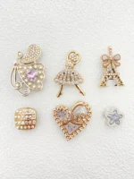 [Random] 30 accessories Detachable DIY everything gold/silver love Bear bow Rabbit stars flower rose decoration, suitable for wo - Image 9