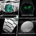 Man Watch Quartz Watch Luxury Waterproof Luminous Date Week Stainless Steel Men's Watch Male relógios masculino reloj hombre - Image 5