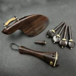 1 Set 4/4 Natural Color Ebony Violin Accessories Fiddle Pegs+Chin Rest+Tailpiece+Endpin+Finetuner+bracket - Image 15