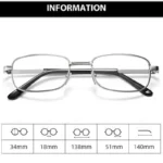 100 % Crystal Glass Lens Reading Glasses Men Anti-blue Light Presbyopia Magnifying Anti-Scratch Eyewear Diopter 1.0-4.0 Silver - Image 3