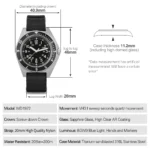 Watchdives WD1972 Quartz Watch VH31 Sweep Seconds Movement Sapphire Crystal BGW9 Luminous 20Bar Waterproof Vintage Men Watches - Image 2