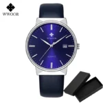 2022 Fashion Wwoor Top Brand Men Simple Slim Watches Luxury Gold Steel Mesh Ultra Thin Waterproof Date Wrist Watch Golden Clock - Image 13