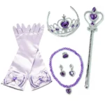 Girl Princess Accessories Kids Elsa Anna Wig Elza Gloves Necklace Earring Photography Props Children Cosplay Play Party Supplies - Image 40