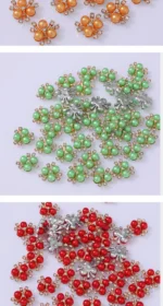 Three pearls flower heart Korean version DIY accessories accessories decoration electroplating hair accessories - Image 22