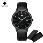 2022 Fashion Wwoor Top Brand Men Simple Slim Watches Luxury Gold Steel Mesh Ultra Thin Waterproof Date Wrist Watch Golden Clock - Image 12