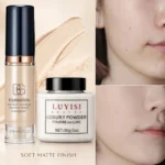 Facial Makeup Set:1pc Matte Loose Powder+1pc Waterproof Fundation,High-Coverage,Long-Lasting,Oil Control,Creat Natural Looks. - Image 3