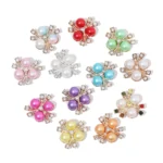 Three pearls flower heart Korean version DIY accessories accessories decoration electroplating hair accessories - Image 3