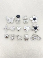 [Random] 30 accessories Detachable DIY everything gold/silver love Bear bow Rabbit stars flower rose decoration, suitable for wo - Image 5