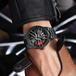 Car Watches For Men,Waterproof Stainless Steel Quartz Wrist Watch Sports Men’s Watches With Car Wheel Rim Hub Design - Image 3