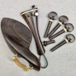 1 Set 4/4 Natural Color Ebony Violin Accessories Fiddle Pegs+Chin Rest+Tailpiece+Endpin+Finetuner+bracket - Image 7