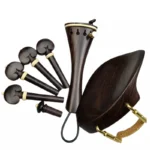 1 Set 4/4 Natural Color Ebony Violin Accessories Fiddle Pegs+Chin Rest+Tailpiece+Endpin+Finetuner+bracket - Image 11