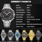Sports Watches For Men Fashion Quartz Men Big Clock WWOOR Top Brand Luxury Military Full Steel Waterproof Chronograph Wristwatch - Image 6