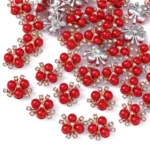 Three pearls flower heart Korean version DIY accessories accessories decoration electroplating hair accessories - Image 8