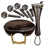 1 Set 4/4 Natural Color Ebony Violin Accessories Fiddle Pegs+Chin Rest+Tailpiece+Endpin+Finetuner+bracket - Image 12