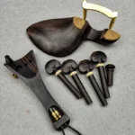 1 Set 4/4 Natural Color Ebony Violin Accessories Fiddle Pegs+Chin Rest+Tailpiece+Endpin+Finetuner+bracket - Image 5