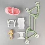 1/12 Miniature Dollhouse Accessories  Educational Toy DIY Assemble Playhouse Nursery Furniture Stroller Plastic Trolley - Image 8