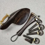 1 Set 4/4 Natural Color Ebony Violin Accessories Fiddle Pegs+Chin Rest+Tailpiece+Endpin+Finetuner+bracket - Image 3