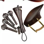 1 Set 4/4 Natural Color Ebony Violin Accessories Fiddle Pegs+Chin Rest+Tailpiece+Endpin+Finetuner+bracket - Image 13