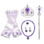 Girl Princess Accessories Kids Elsa Anna Wig Elza Gloves Necklace Earring Photography Props Children Cosplay Play Party Supplies - Image 12