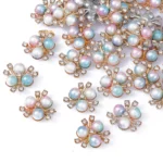 Three pearls flower heart Korean version DIY accessories accessories decoration electroplating hair accessories - Image 5