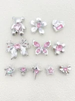 [Random] 30 accessories Detachable DIY everything gold/silver love Bear bow Rabbit stars flower rose decoration, suitable for wo - Image 11
