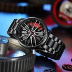 Car Watches For Men,Waterproof Stainless Steel Quartz Wrist Watch Sports Men’s Watches With Car Wheel Rim Hub Design - Image 9