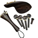 1 Set 4/4 Natural Color Ebony Violin Accessories Fiddle Pegs+Chin Rest+Tailpiece+Endpin+Finetuner+bracket - Image 2