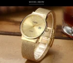 2022 Fashion Wwoor Top Brand Men Simple Slim Watches Luxury Gold Steel Mesh Ultra Thin Waterproof Date Wrist Watch Golden Clock - Image 19