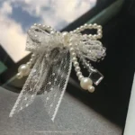 2PCS Bow tie lace hand beaded cloth ear stud accessories DIY hair accessories clothing accessories bags bow accessories - Image 3
