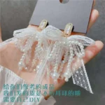 2PCS Bow tie lace hand beaded cloth ear stud accessories DIY hair accessories clothing accessories bags bow accessories - Image 13