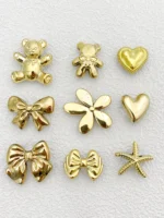 [Random] 30 accessories Detachable DIY everything gold/silver love Bear bow Rabbit stars flower rose decoration, suitable for wo - Image 10
