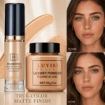 Facial Makeup Set:1pc Matte Loose Powder+1pc Waterproof Fundation,High-Coverage,Long-Lasting,Oil Control,Creat Natural Looks.