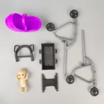 1/12 Miniature Dollhouse Accessories  Educational Toy DIY Assemble Playhouse Nursery Furniture Stroller Plastic Trolley - Image 7