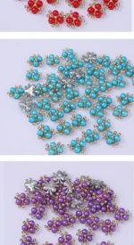 Three pearls flower heart Korean version DIY accessories accessories decoration electroplating hair accessories - Image 23