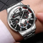 Fashion Men's Watches Stainless Steel Band Analog Quartz Wristwatch with Calendar - Image 4