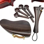1 Set 4/4 Natural Color Ebony Violin Accessories Fiddle Pegs+Chin Rest+Tailpiece+Endpin+Finetuner+bracket - Image 8