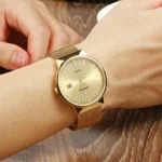 2022 Fashion Wwoor Top Brand Men Simple Slim Watches Luxury Gold Steel Mesh Ultra Thin Waterproof Date Wrist Watch Golden Clock - Image 4