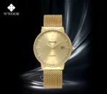 2022 Fashion Wwoor Top Brand Men Simple Slim Watches Luxury Gold Steel Mesh Ultra Thin Waterproof Date Wrist Watch Golden Clock - Image 14