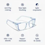 Safety Glasses Anti Fog Goggles Protective Glasses Side Shields Anti Blue Light protection Eye Glasses for Men Women Reading Gla - Image 4