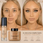 Facial Makeup Set:1pc Matte Loose Powder+1pc Waterproof Fundation,High-Coverage,Long-Lasting,Oil Control,Creat Natural Looks. - Image 4
