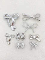[Random] 30 accessories Detachable DIY everything gold/silver love Bear bow Rabbit stars flower rose decoration, suitable for wo - Image 8