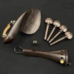 1 Set 4/4 Natural Color Ebony Violin Accessories Fiddle Pegs+Chin Rest+Tailpiece+Endpin+Finetuner+bracket - Image 9