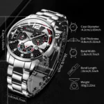 Fashion Men's Watches Stainless Steel Band Analog Quartz Wristwatch with Calendar - Image 6