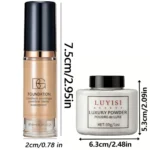 Facial Makeup Set:1pc Matte Loose Powder+1pc Waterproof Fundation,High-Coverage,Long-Lasting,Oil Control,Creat Natural Looks. - Image 11