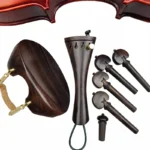 1 Set 4/4 Natural Color Ebony Violin Accessories Fiddle Pegs+Chin Rest+Tailpiece+Endpin+Finetuner+bracket - Image 14