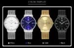2022 Fashion Wwoor Top Brand Men Simple Slim Watches Luxury Gold Steel Mesh Ultra Thin Waterproof Date Wrist Watch Golden Clock - Image 16